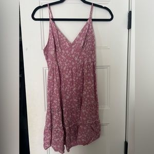Pink flowery small spaghetti strap dress
